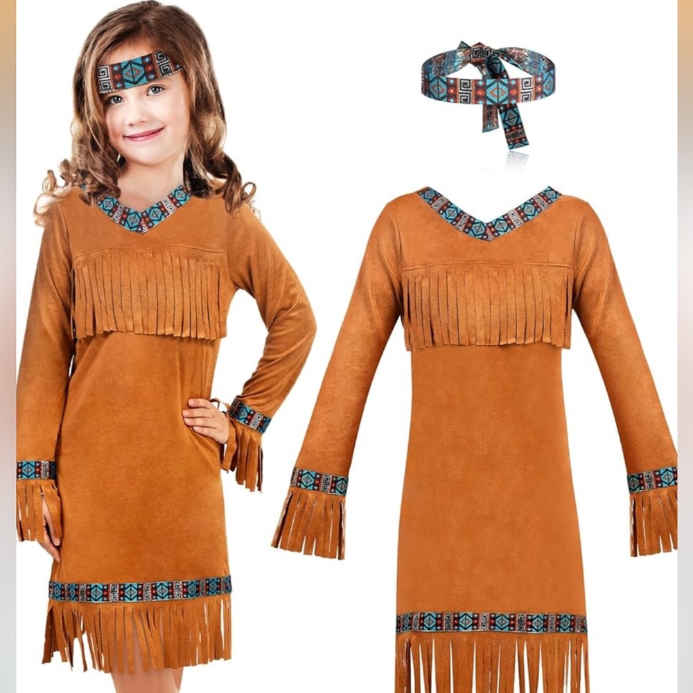 Kids Native American Costume with Feathered Headband